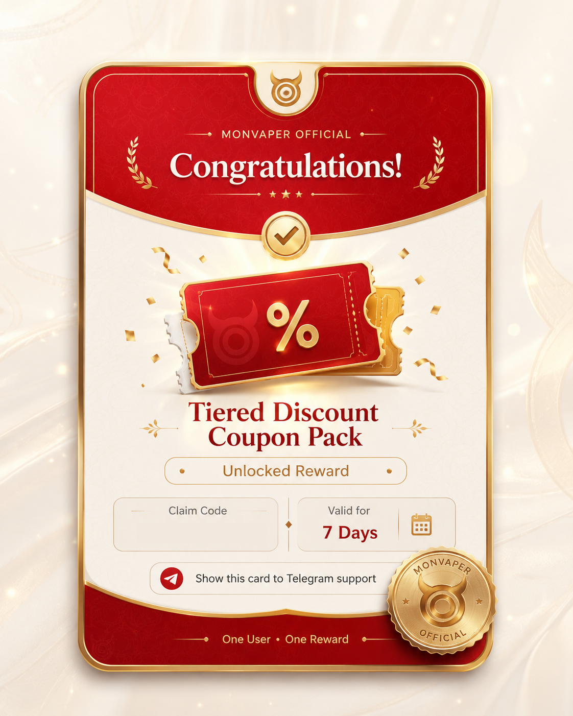 Tiered Discount Coupon Pack